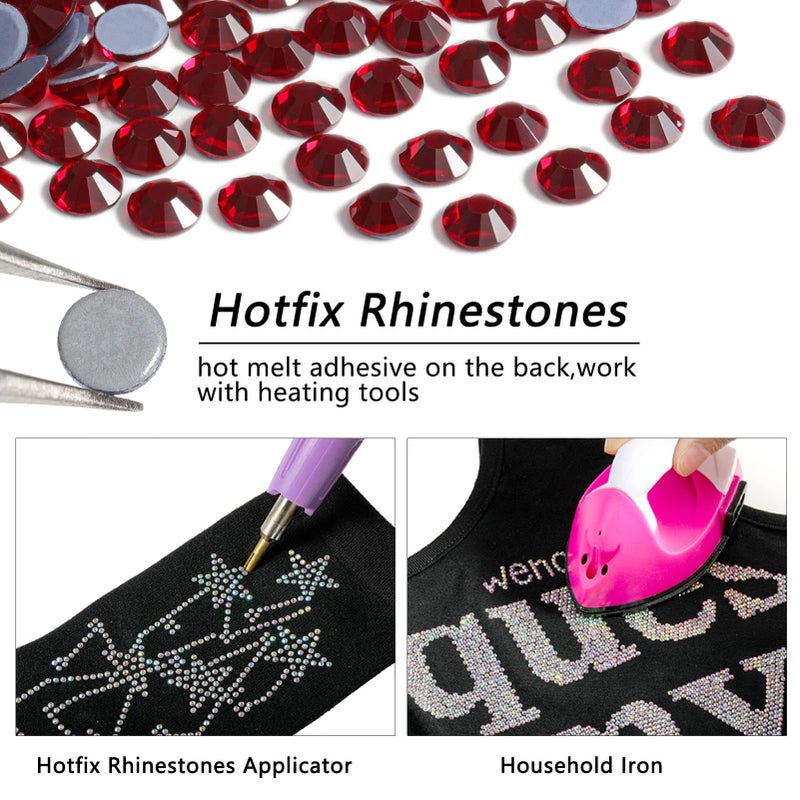 Beadsland Hotfix Rhinestones Bulk  14400pcs Dark Red Hot Fix Rhinestones for Crafts Clothes DIY Decoration  Dark Siam  SS10  2.7-2.9mm - Image 5